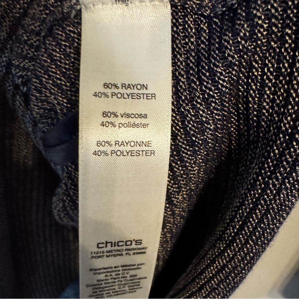 NWT Chicos Portrait Neck 3/4 Sleeve Silver Black Pullover Flowy Sweater Sz M - Picture 7 of 9